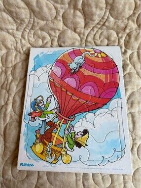 PLAYSKOOL Hot Air Balloon frame tray inlaid puzzle 1976 vintage
